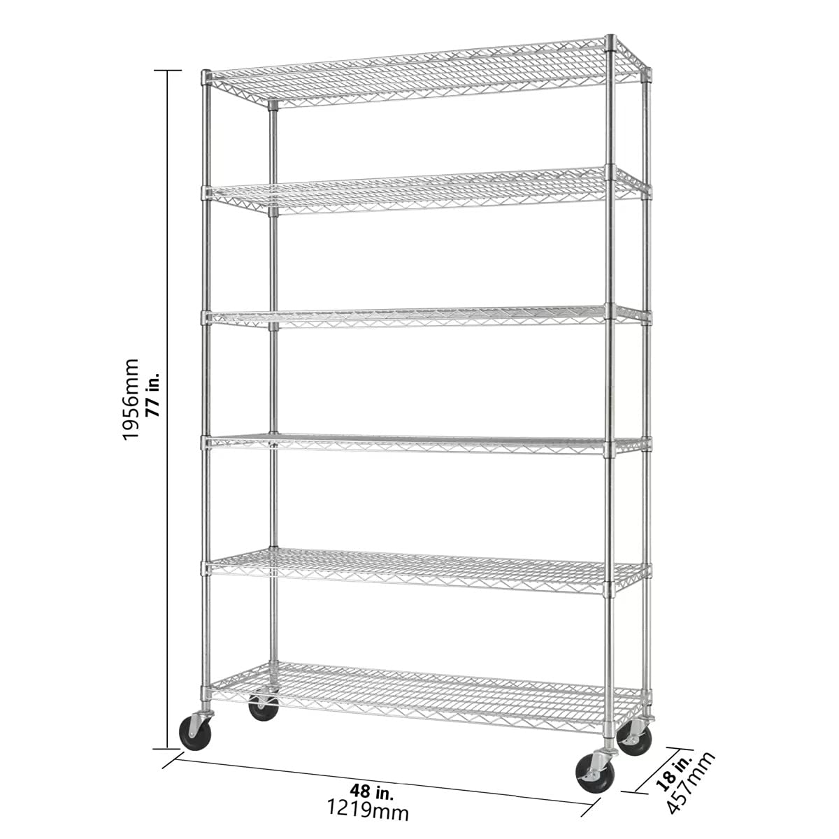 Trinity NSF 6-Tier Wire Shelving Rack, 48