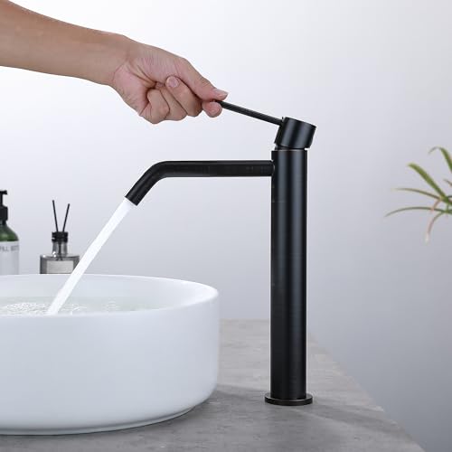 Brushed Gold Vessel Sink Faucet with Pop Up Drain and Supply Lines, Stainless Steel Gold Vanity Faucet Single Hole, JXMMP Single Handle Bathroom Faucet Gold, JXM1001BG