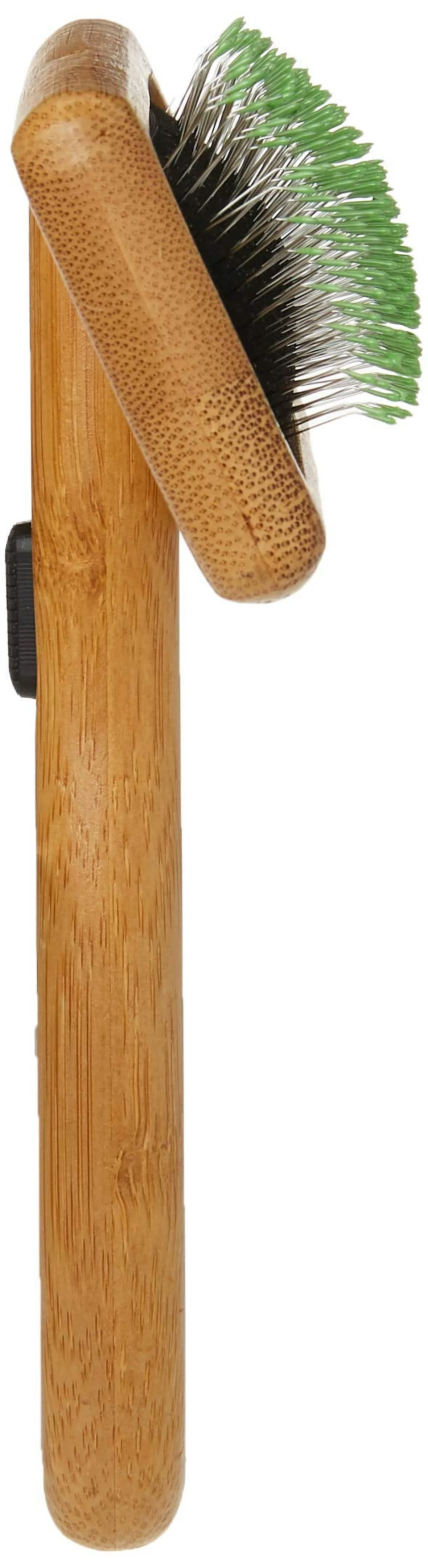 Paws & Alcott BG SSLICK MD Medium Bamboo Soft Slicker Brush with Stainless Steel Pin - Tan & Black