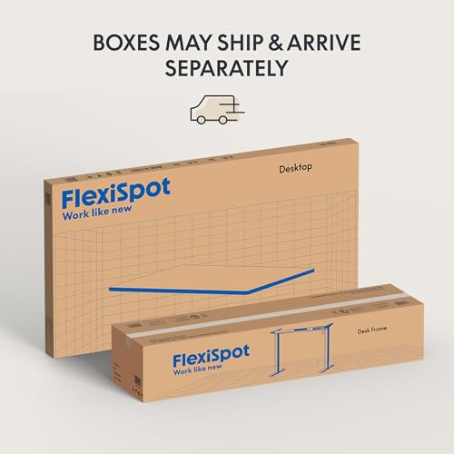 FLEXISPOT EN2 Whole-Piece Standing Desk with Clamp Power Strip, 55 x 28” Electric Stand Up Height Adjustable Desk with Cable Management (Black Frame + 55