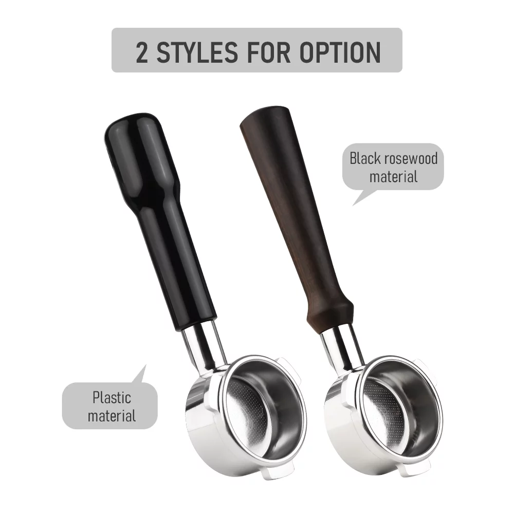 54Mm 3 Ears Stainless Steel Bottomless Naked Portafilter Wooden Coffee Handle Cup Filter Basket Replacement For Breville 8 Series Coffee Machines