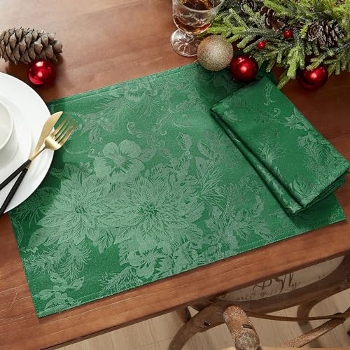 Elrene Home Fashions Poinsettia Elegance Jacquard Holiday Table Runner, 13