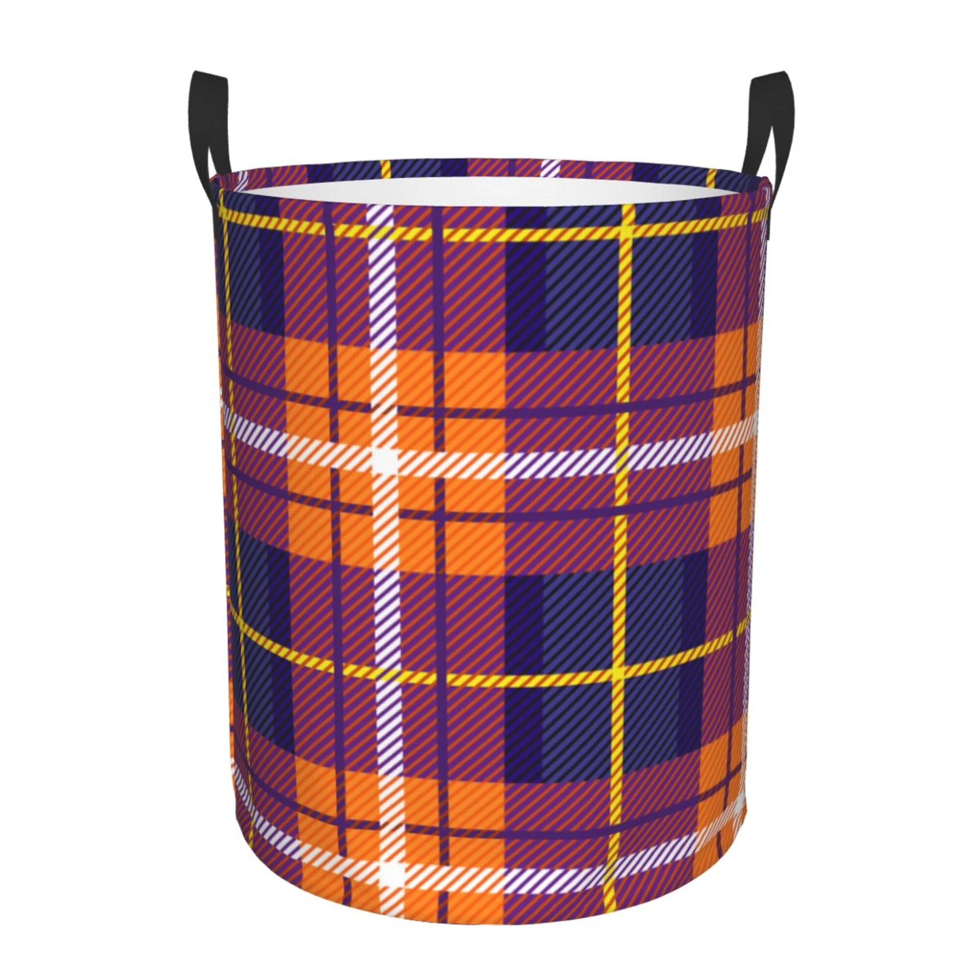 TEQUAN Waterproof Laundry Hampers, Retro Scottish Red Plaid Pattern Clothes Storage Basket with Handle (S)
