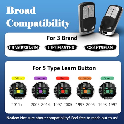 Garage Door Opener Remote with Keychain, Replacement for LiftMaster/Chamberlain/Craftsman Garage Door Opener Remote, 4 Button Remote, Replaces 890MAX 893MAX G953EV-P2, 1 Pack