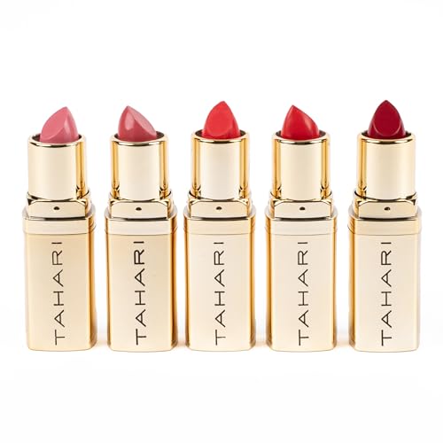 VOTUM Tahari Lipstick Set, Super Lustrous 5 Piece Gift Set, Multi-Finish, Cream Pearl & Matte, Pack of 5 (Red)