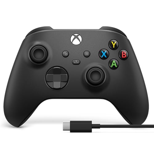 Xbox Wireless Gaming Controller + USB-C® Cable (2025) – Carbon Black – Play on Xbox, Windows, Android, iOS, FireTV Sticks, Smart TVs, VR Headsets