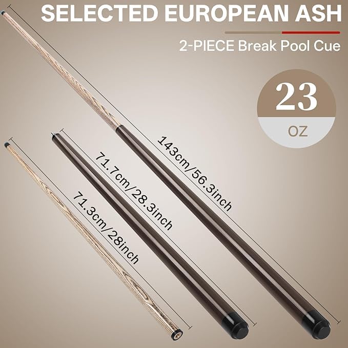 Jump Break Stick Cue, Heavy Hitter Jump Break Cue,2/3 Piece Pool Stick 21~25oz