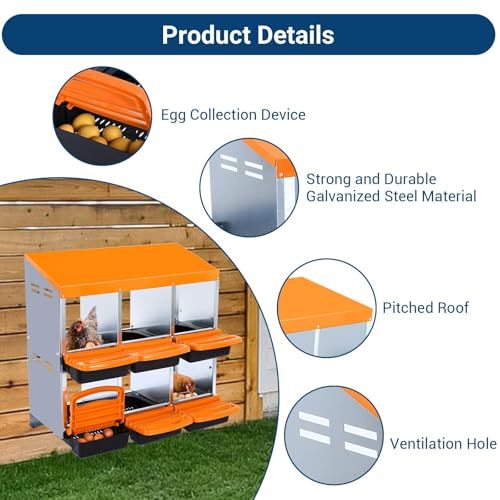 Chicken Nesting Box, 10 Hole 2 Layer Hen Nest Box with Legs, Roll Away Eggs Laying Boxes,Cleanable Pull Out Hen Roosting Boxes