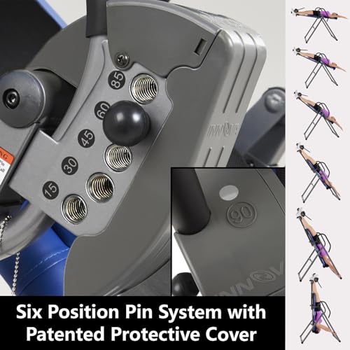 INNOVA HEALTH AND FITNESS ITM4800 Advanced Heat and Massage Inversion Table,Black/ Blue / Gray