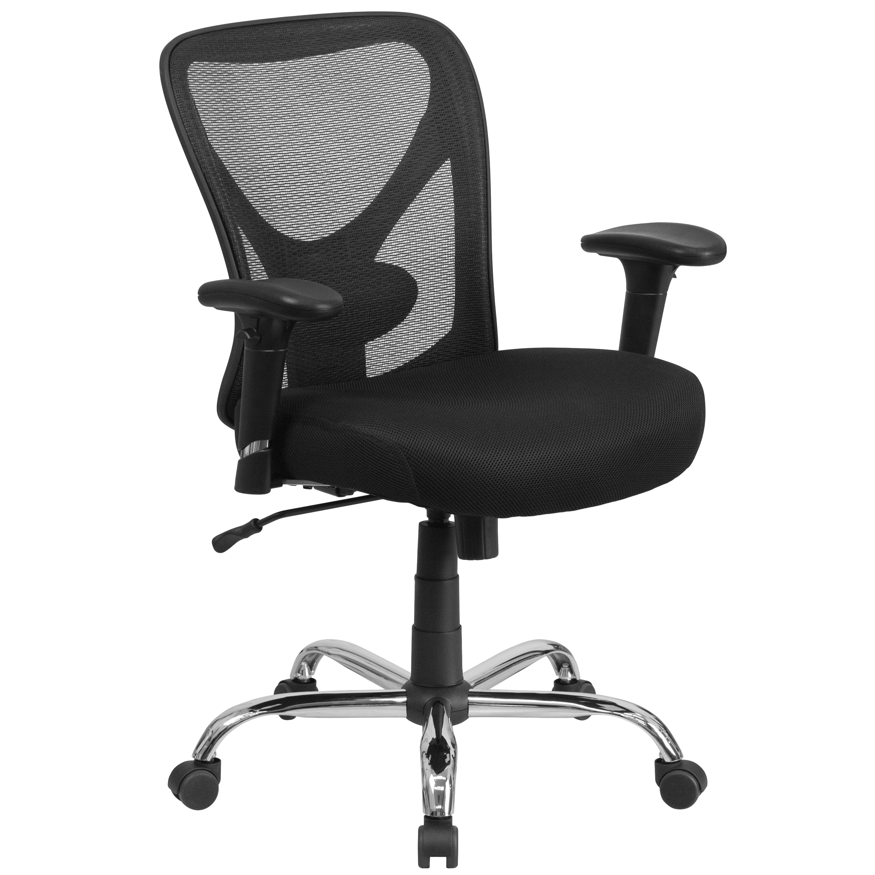 BizChair Big & Tall 400 lb. Rated Black Mesh Swivel Ergonomic Task Office Chair with Height Adjustable Back and Arms