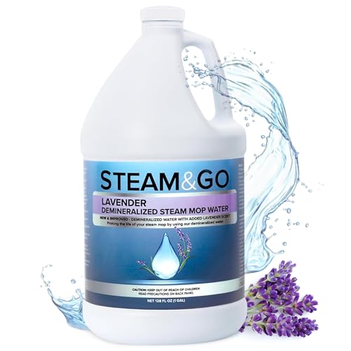 Steam & Go Steam Cleaner Demineralized Water, PVC-Free Floor Cleaner Liquid Compatible With Any Mop Steamer, Ready-to-Use Multisurface Cleaner, Scented Mop Solution, Lavender