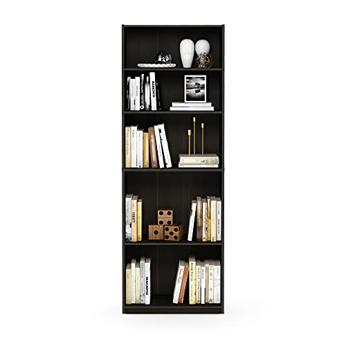 FURINNO JAYA Simply Home 5-Shelf Bookcase, 5-Tier, Black