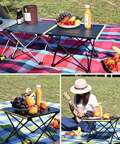 iClimb Ultralight Compact Camping Folding Table with Carry Bag (Blue - S)