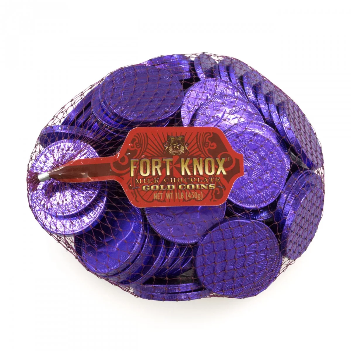 Fort Knox Milk Chocolate 1.5-inch Coins - Purple Foil, 1 LB