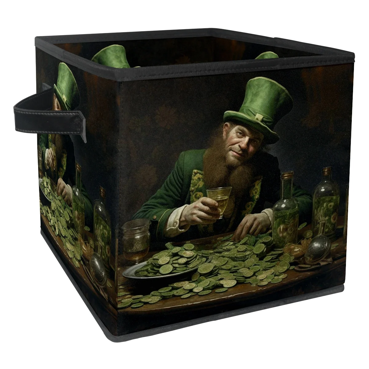 FeBohao Storage Boxes Bins Fabric with Cardboard Cube Foldable Towel Table Sturdy Pattern Underwear College Dorm Infant Laundry Decorative Supplies Multifunctional Organizer Basket beer