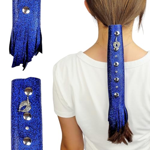 BLUE Glitter Leather Hair Wrap 6