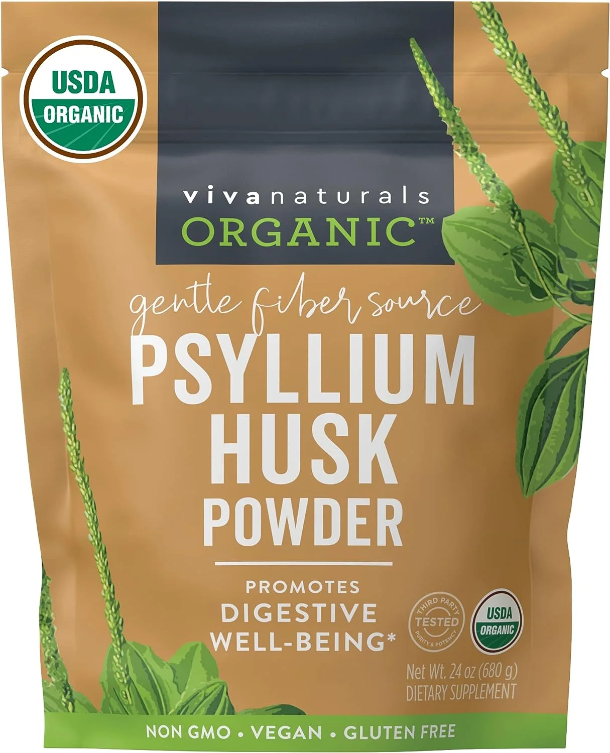 Viva Naturals Organic Psyllium Husk Powder (1.5 lbs) - Easy Mixing Fiber Supplement, Finely Ground & Non-GMO Powder for Promoting Regularity