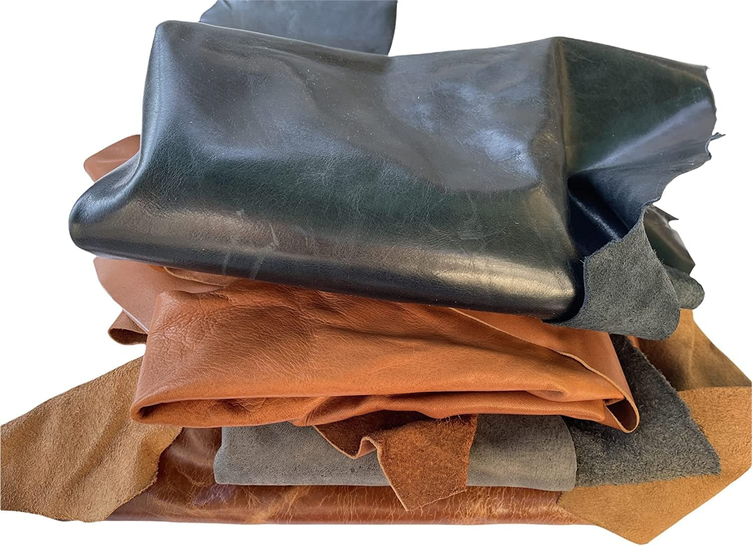 Real Cowhide Genuine Leather Scraps For Crafting From High-End Boutique Furniture Maker (No Snakeskin) For Upholstery, Arts & Crafts, Wallets – Excellent Quality - 3 Lbs Assorted Colors