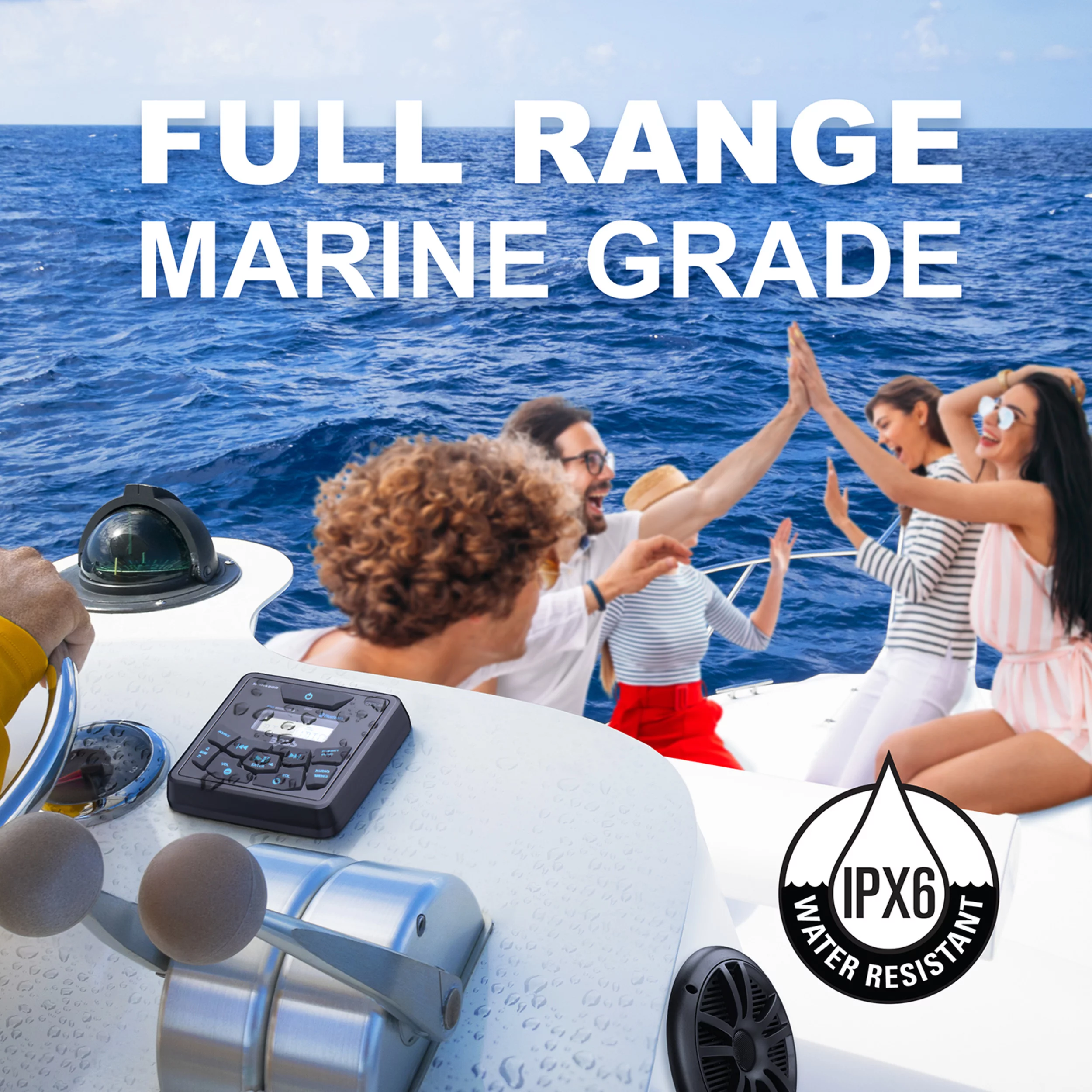 BOSS Audio Systems MCKGB450B.6 Marine Gauge Receiver Speakers, Bluetooth, No CD