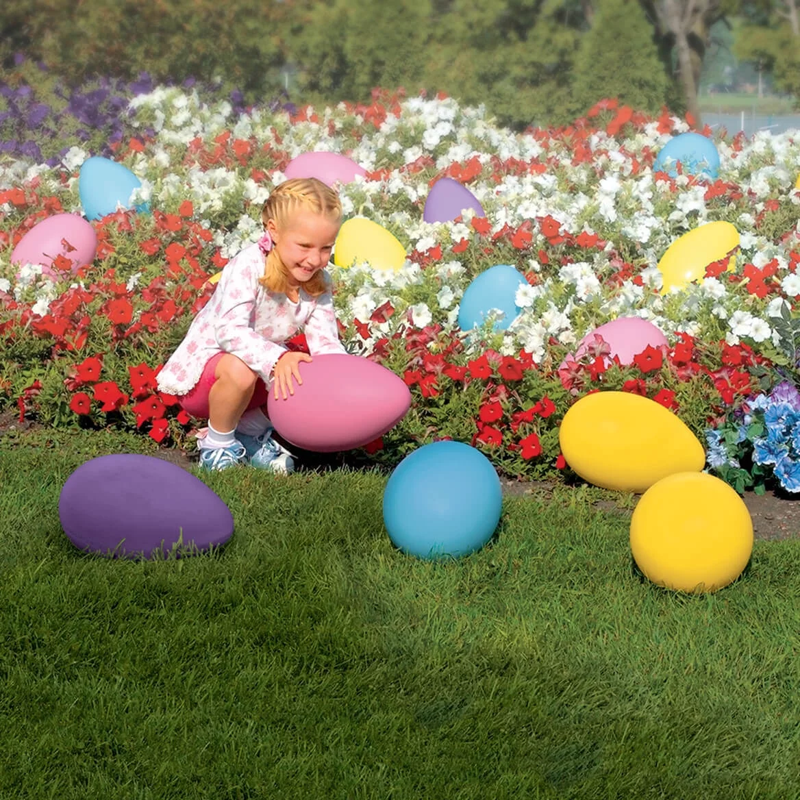 Giant Egg, Made of 100% Plastic, Easter Décor, 14” Diameter, Assorted Colors, Set of 2