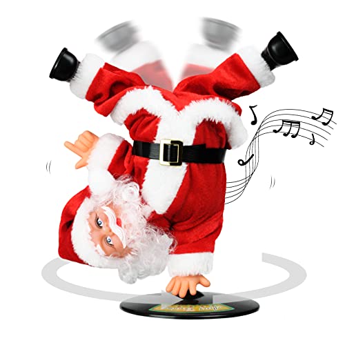 Inverted Rotating Dancing and Singing Santa Claus Plush Toy,Electric Santa Animated Christmas Decorations for Kids