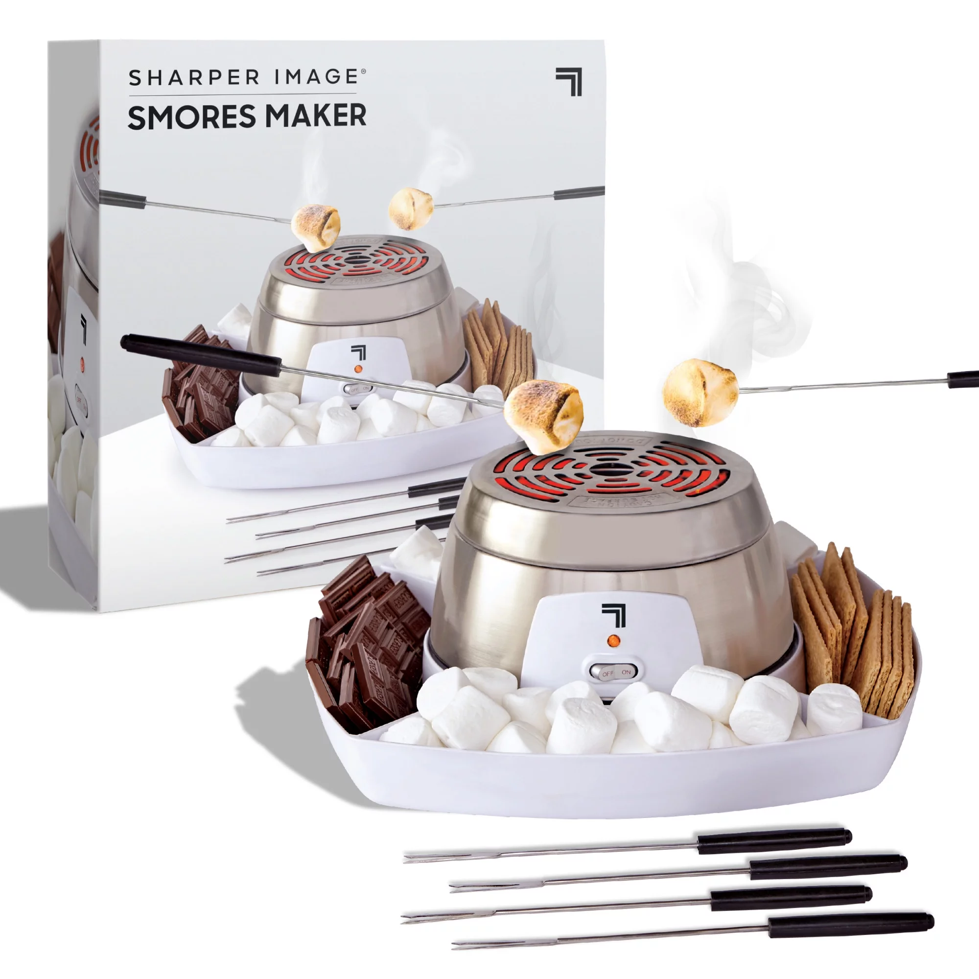 SHARPER IMAGE Electric Tabletop S'mores Maker for Indoors, 6 Piece Set