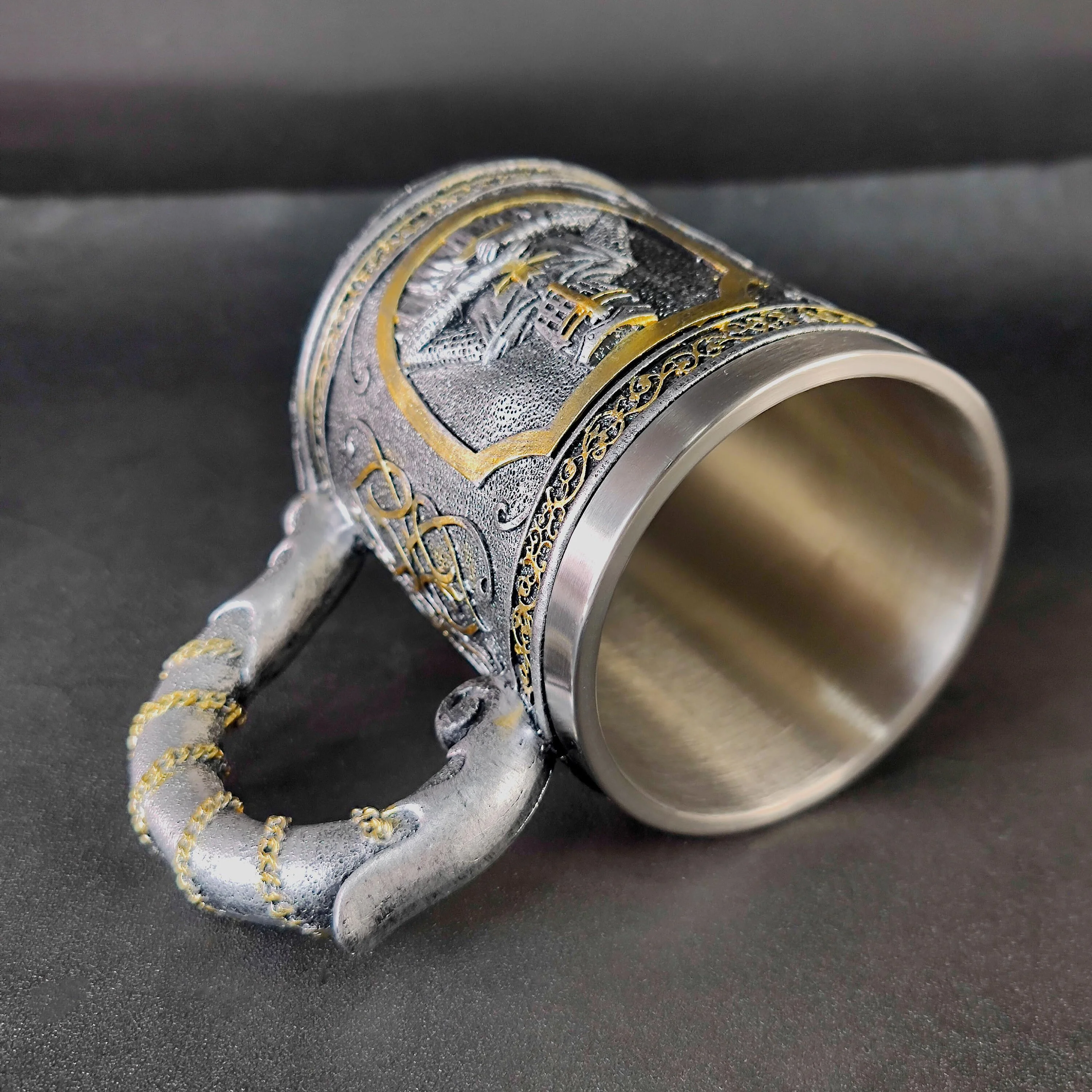 Medieval Crusader Metal Tankard Beer Mug - Stainless Steel Military Knight Templar Gift Mug