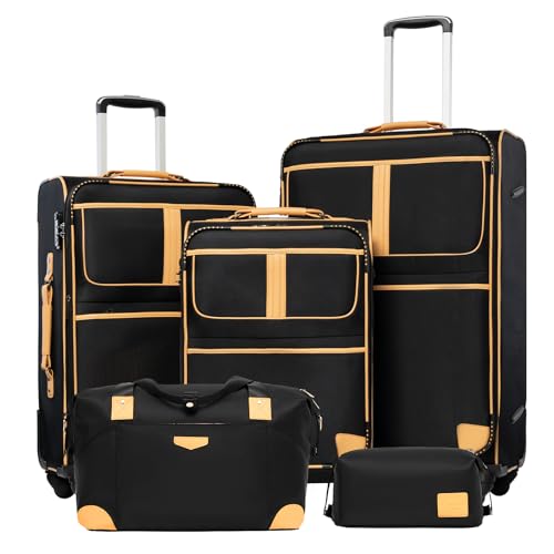 Coolife Luggage 4 Piece Set Suitcase Expandable TSA lock spinner softshell