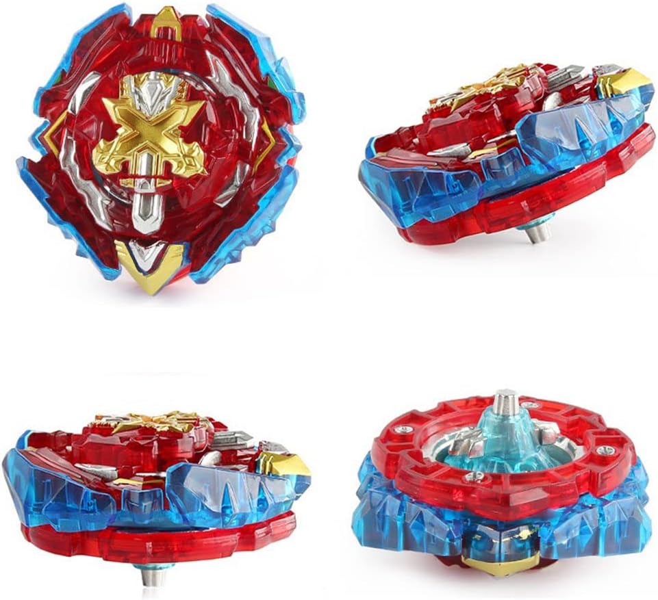 Bey Battling Launcher Set, B-200 Xiphoid Xcalibur Xanthus Burst Bey, Left and Right Spin Sword Ripcord Launcher Compatible with All Bey Burst Series - Red