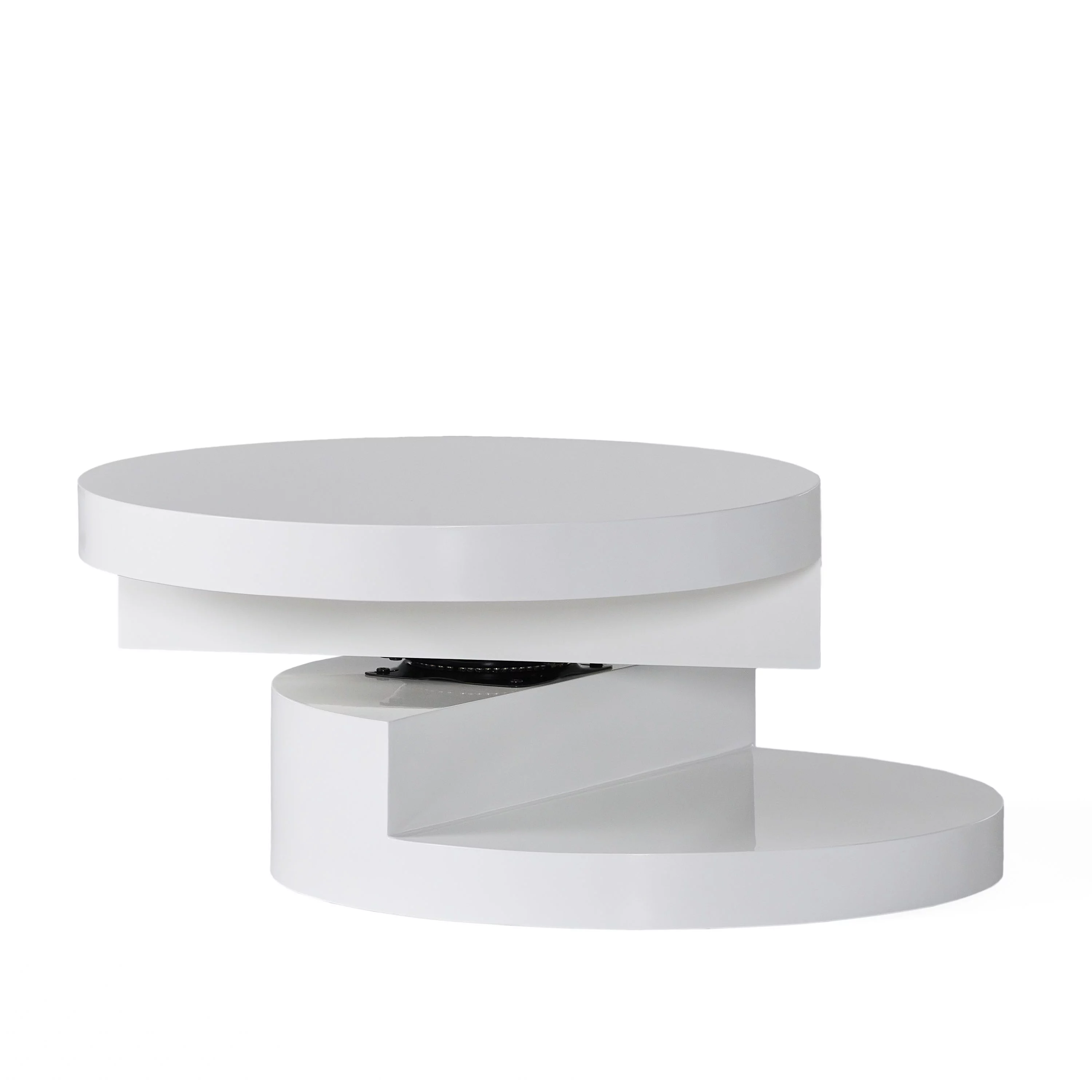 GDF Studio Genoa Modern Small Rotating Coffee Table, Glossy White