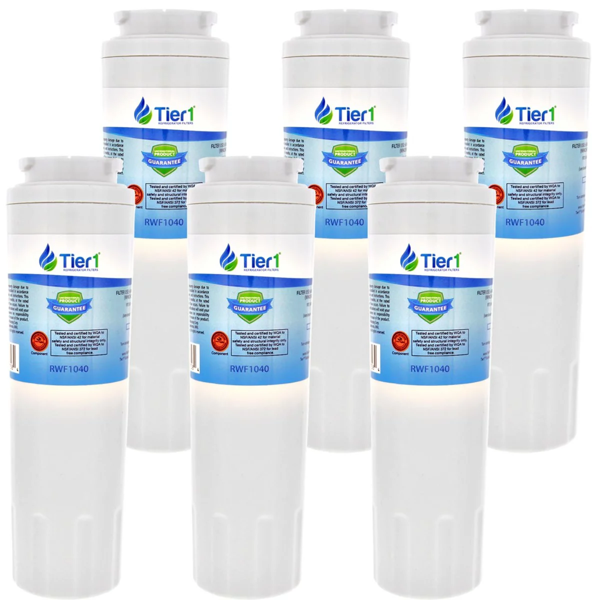 Tier1 UKF8001 Refrigerator Water Filter 6-pk | Replacement for Whirlpool Filter 4, EveryDrop EDR4RXD1, 4396395, Maytag UKF8001, FMM-2, UKF8001AXX-750, 469006, Fridge Filter