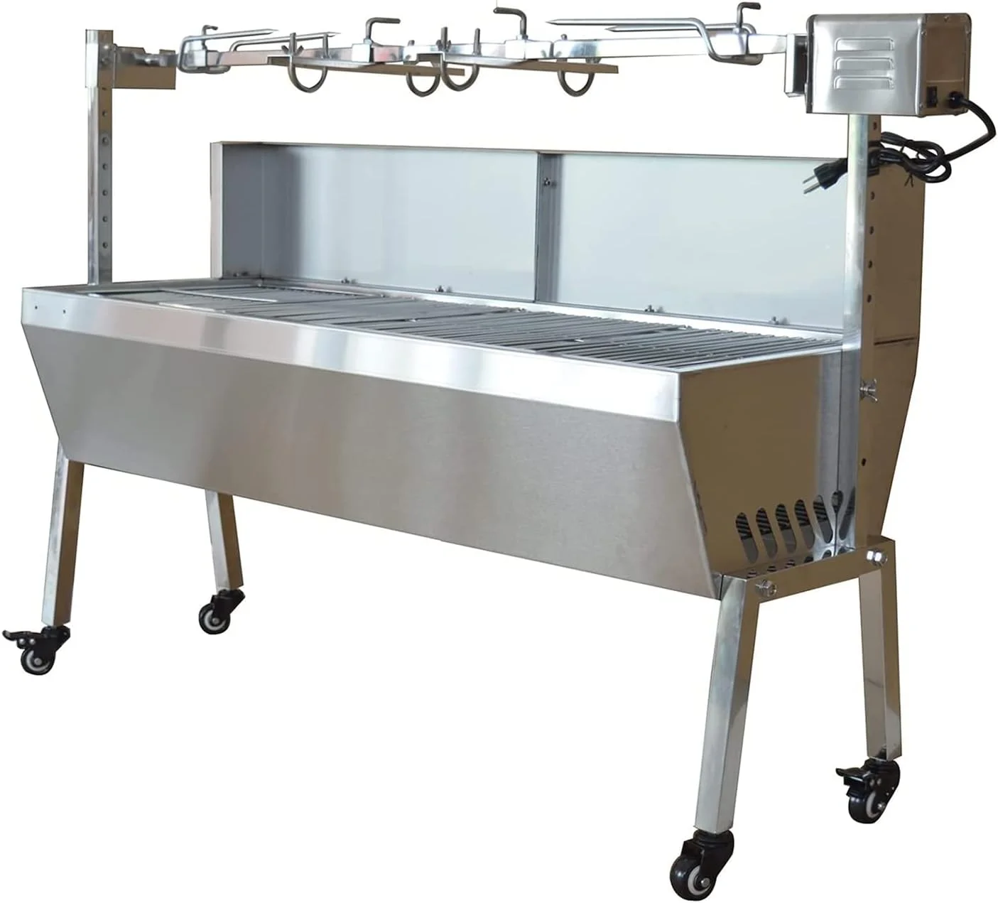 PreAsion New Stainless Steel Roast Whole Lamb Barbecue Oven Electric Rotating Grill Outdoor Charcoal BBQ 118CM 110V