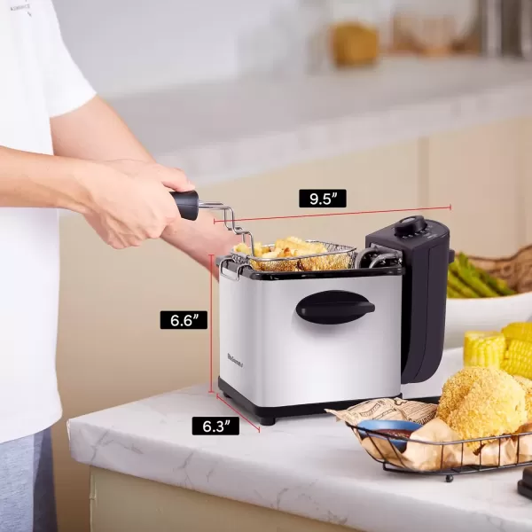 Deep Fryers EDF1550# Electric 1.5 Qt. / 6 Cup Oil Capacity Deep Fryer, Adjustable Temperature, Removable Basket, Lid with Viewing Window, Stainless Steel(Stainless Steel)