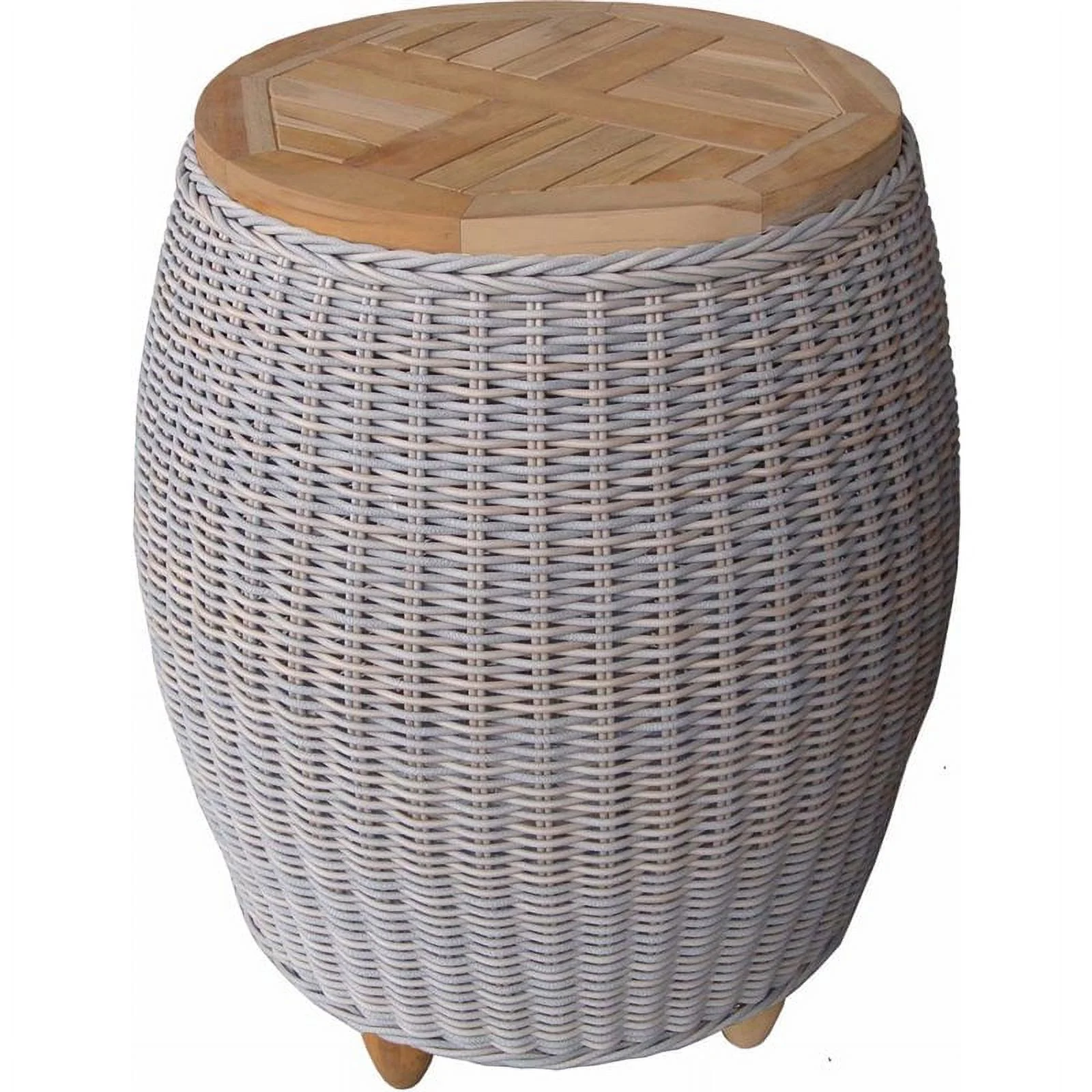 Padma's Plantation Paradise Aluminum Patio Teak Top End Table in Kubu Gray