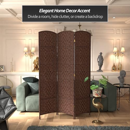 Red Lantern 7 ft. Tall Diamond Weave Dark Beige-6 Panels Room Divider