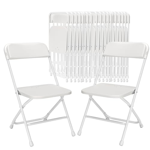 1 Pack White Folding Chair,Heavy Duty Plastic Stackable Chairs for Indoor Outdoor Use,350lb Capacity Portable Event Chairs with Steel Frame - Wedding Party Office Dining(No Assembly Required)