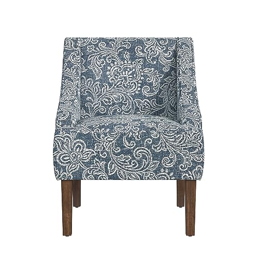 HomePop Velvet Swoop Arm Accent Chair, Suri Blue