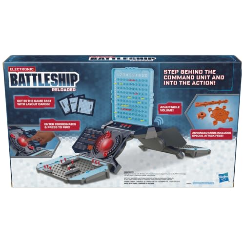 Hasbro Gaming Electronic Battleship Reloaded Board Game, Naval Combat Strategy Game with Sounds, Lights, Special Attacks, Ages 8 and Up, 1-2 Players