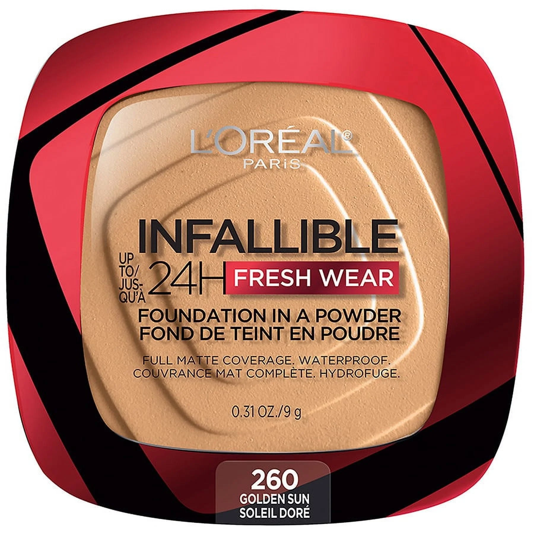 L'Oreal Paris Infallible Up to 24 Hour Fresh Wear Foundation in a Powder, Golden Sun 0.31oz Pack of 2
