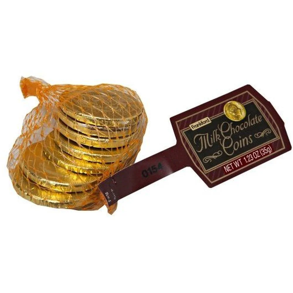 Frankford Milk Chocolate Gold Coin Candy, 1.23 Ounce -- 48 per Case.