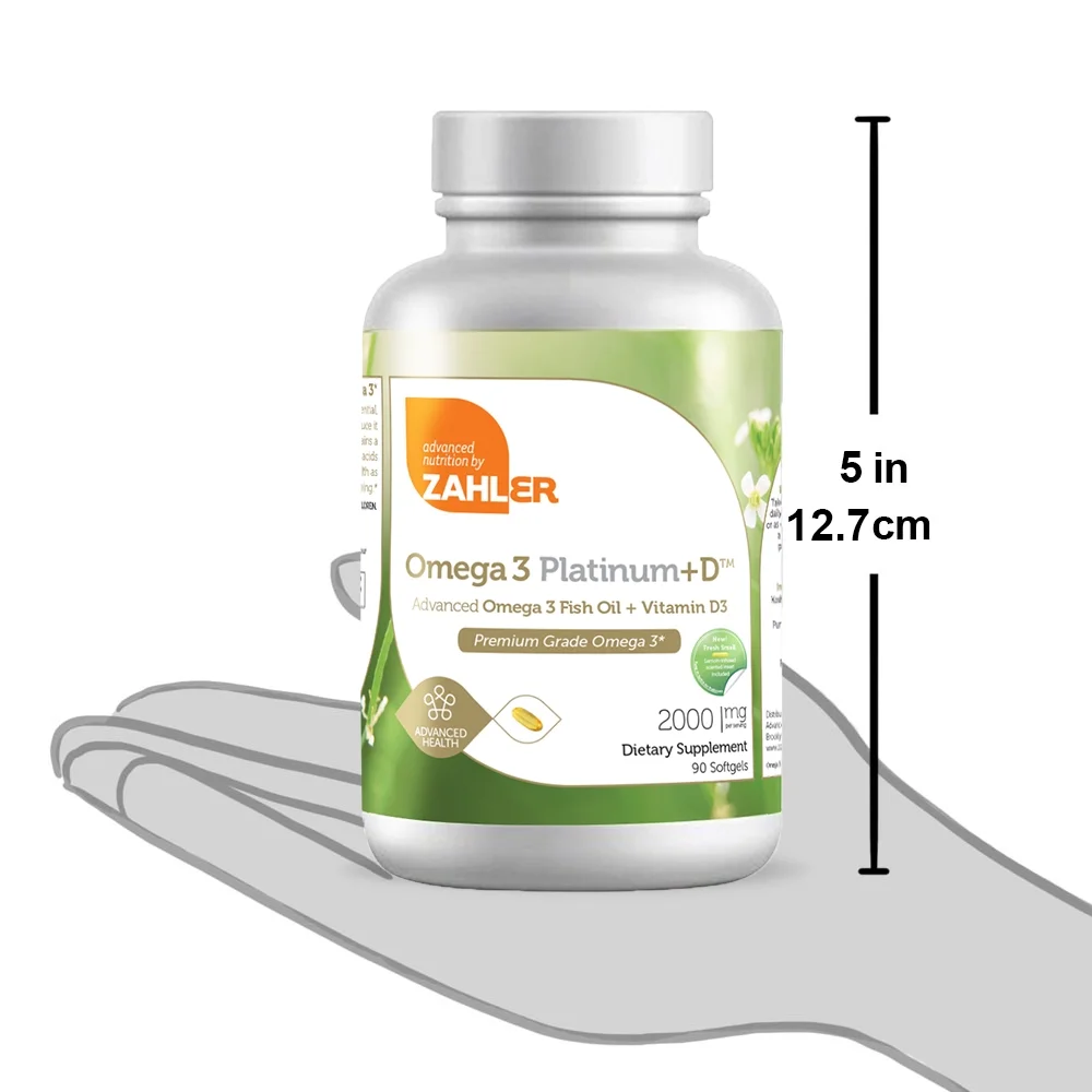 Zahler, Omega 3 Platinum+D, Advanced Omega 3 Fish Oil + Vitamin D3, 2,000 mg, 90 Softgels