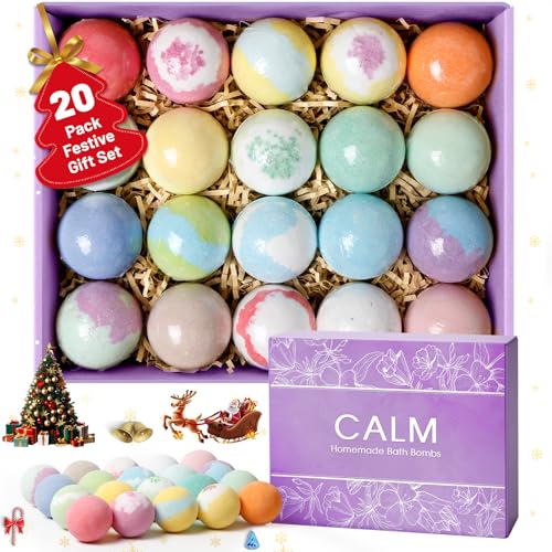 20PCS Bath Bombs for Women Presents Set Natural Wonderful Fizz Effect Bath Bomb with Shea Butter & Essential Oils, Bubble Bath Mothers Day Presents for Mom, Wife, Girlfriend