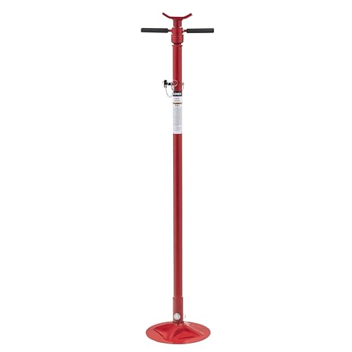 Sunex 6809A, Underhoist Support Stand, ¾ Ton Capacity, 12 Inch Diameter Base, Contoured Saddle, Bearing Mounted Spin Handle, Self-Locking ACME Threaded Screw, Supports Vehicle Components