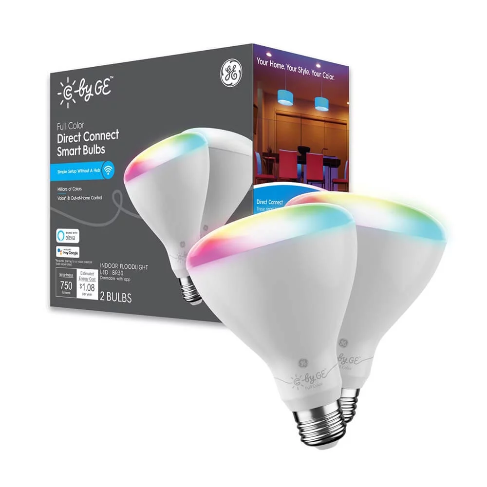 GE - Cync Direct Connect Light Bulbs(2 BR30 LED Color Changing Light Bulbs), 65W