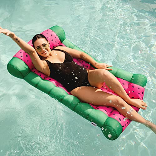 Big Joe Kona Hammock No Inflation Needed Pool Lounger with Headrest, Quick Draining Fabric, 4 feet Big