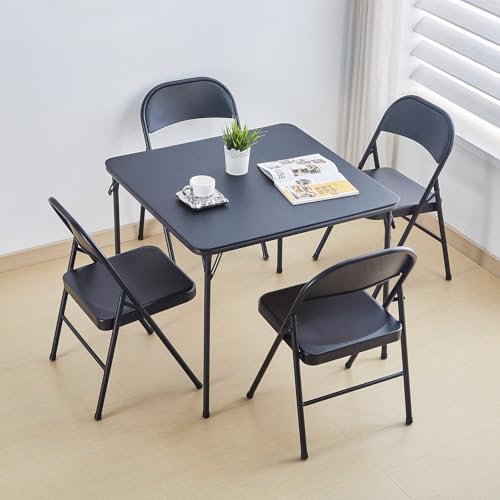 BOOSDEN 6 Pack White Plastic Folding Chairs, Portable Party Chairs, Stackable Commercial Chair with Steel Frame, Indoor Outdoor Foldable Chair for Wedding Camping Dining Home Office Party Events