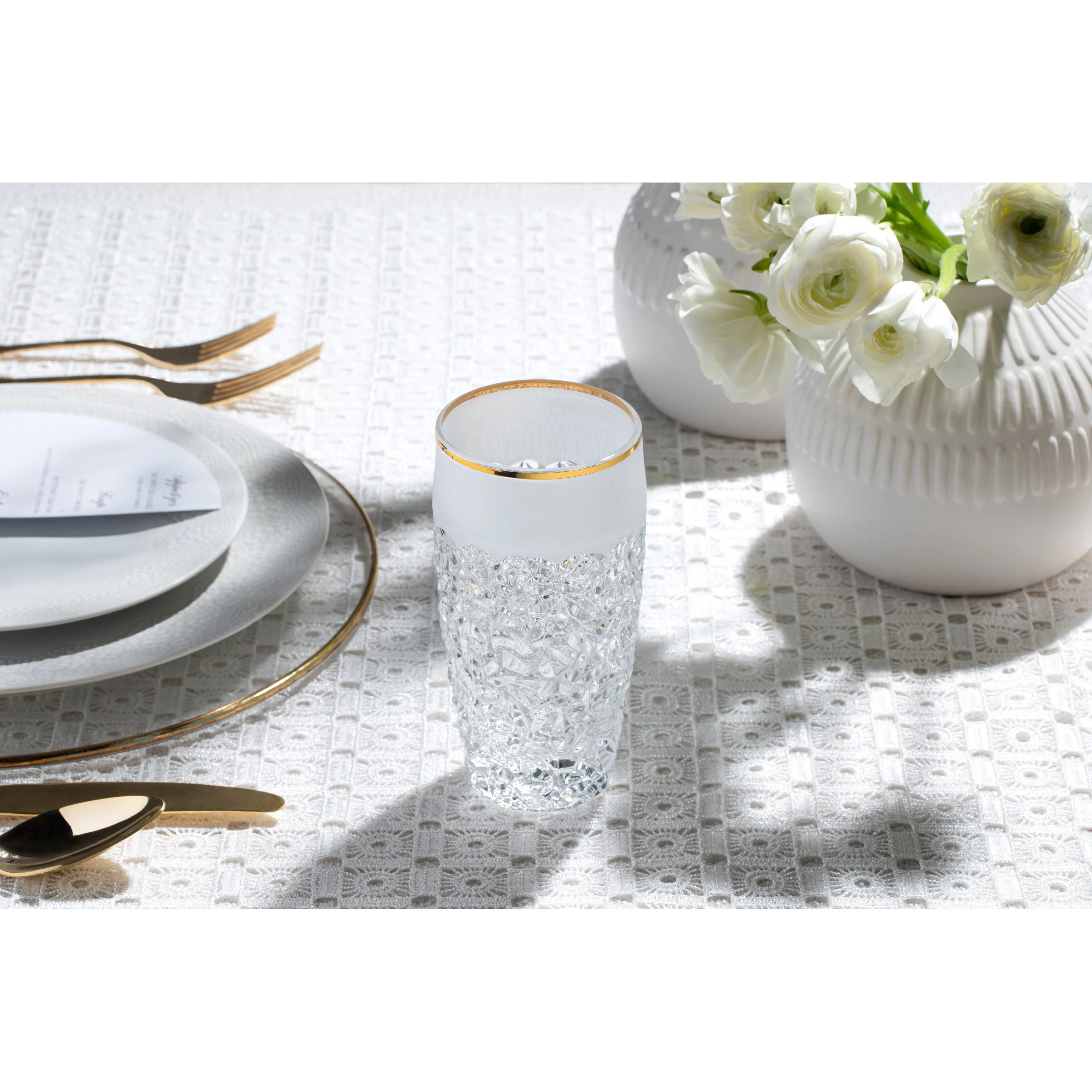 Majestic Gifts Inc. Majestic Gifts In European Crystal Highball Tumbler-S/6-16oz-gold rim