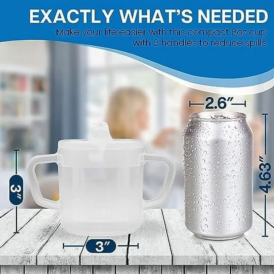 Providence Spillproof Compact 8 oz Adult Sippy Cup w/ 2 Handles, Red / Each