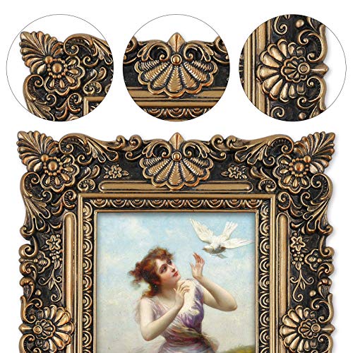 SIMON'S SHOP 8x10 Vintage Picture Frame, Black Photo Frame with Glass Cover, Wall Mount & Tabletop Display, Antique Style Home Decor