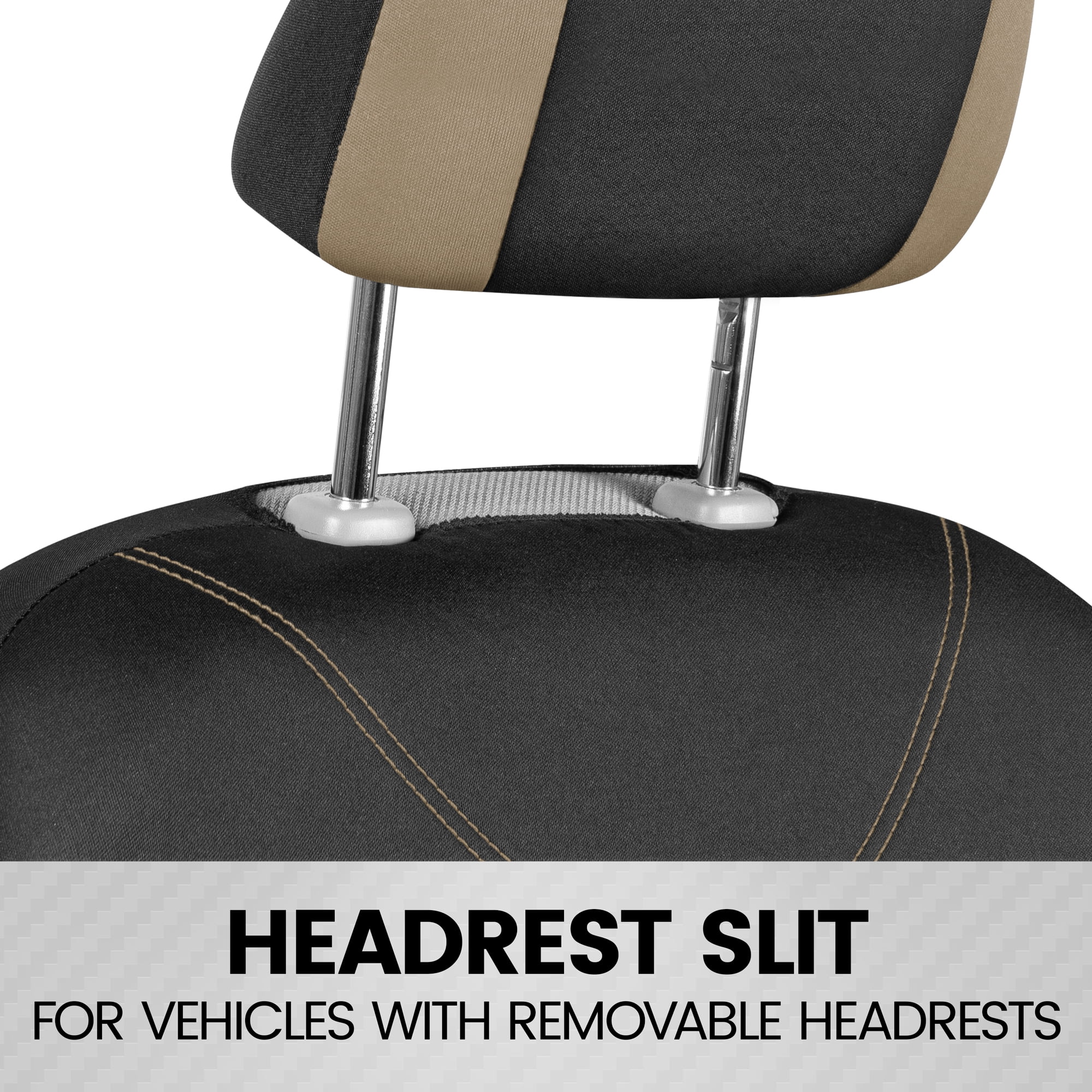 BDK Sleek and Stylish Car Seat Covers, Split Bench Option, 5 Headrests, Side Airbag Compatible